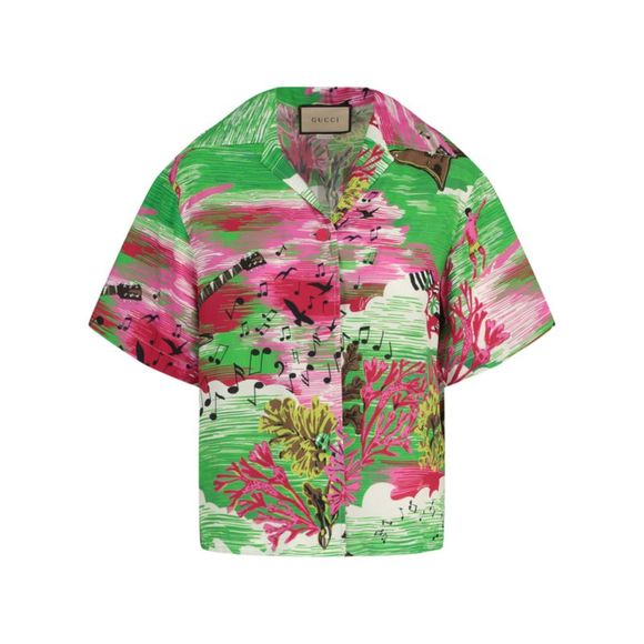 Gucci Music Ocean Print Bowling Shirt - Picture 1 of 4